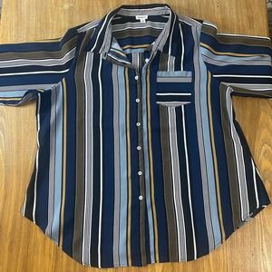 Westport Striped Button Down Dress Shirt Shell Buttons 2XL
